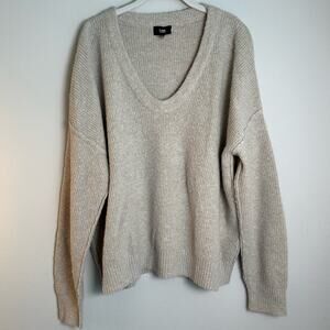 LINE V-Neck Cream Pullover Sweater Size Large
